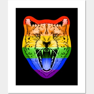 illustrated CHEETAH PRIDE series (gay pride flag) rainbow ROYGBIV Posters and Art